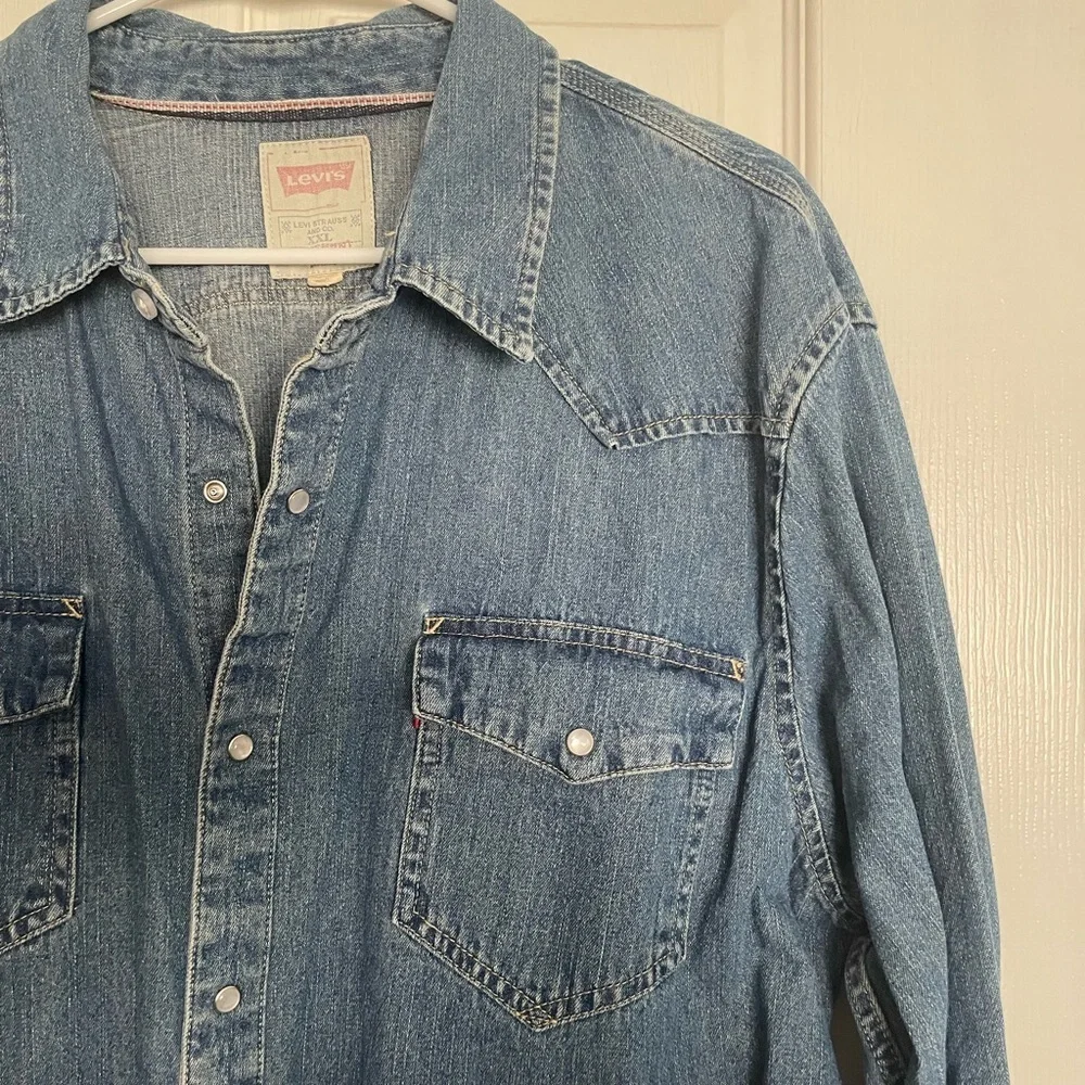 Vintage Levi's Blue Denim Casual Button Down Shirt Size XXL 100% Cotton